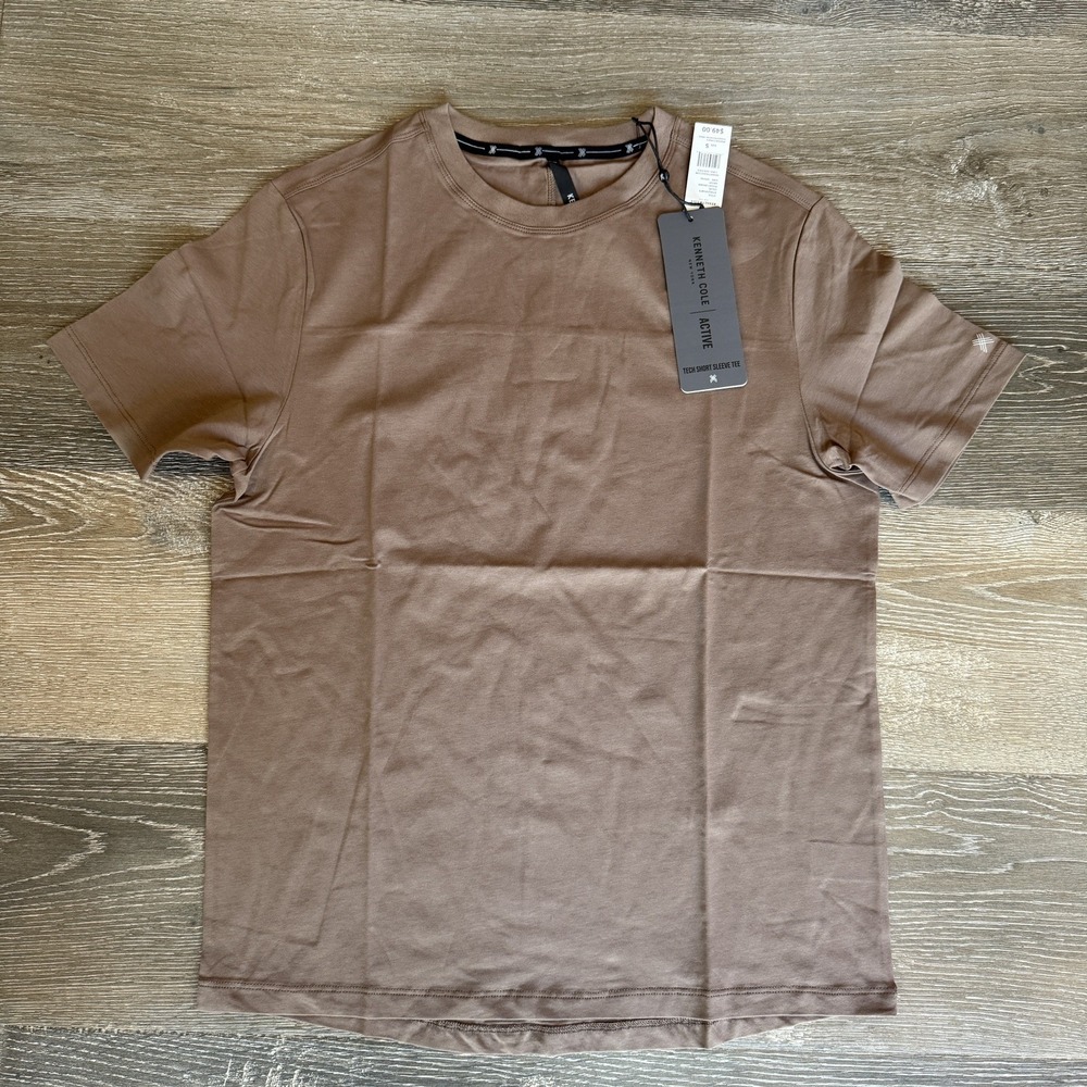 Kenneth Cole Active Tech Tee Short Sleeve Shirt Brown Soft Men's Size Small